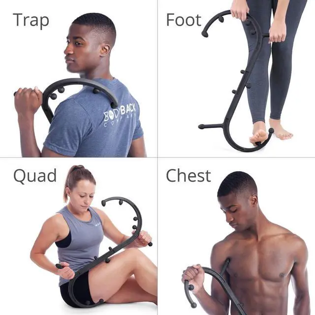 Alt view image 3 of 6 - Body Back Buddy Classic USA Made FSA Eligible Handheld Massage Cane - Full Body Trigger Point Tool for Deep Tissue Pain Relief - Dual Hooks for Back, Shoulder, Neck - Manual Back Massager (2.0 Black)