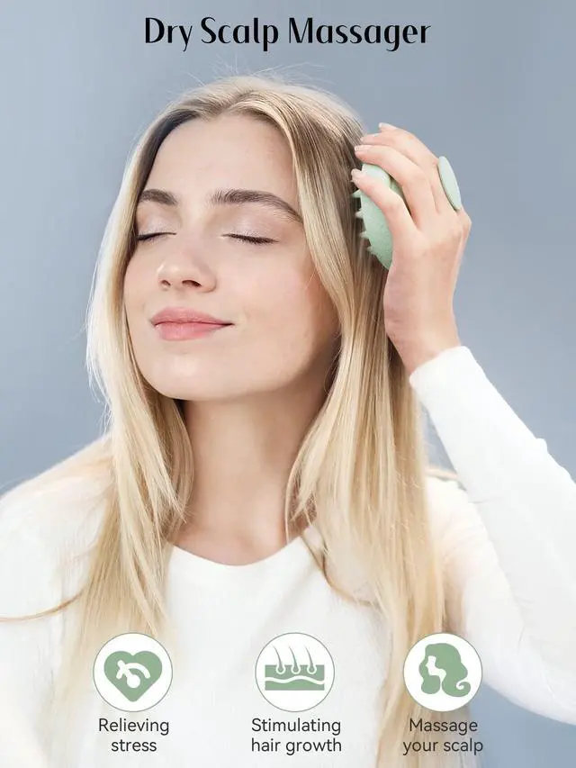 Alt view image 4 of 7 - HEETA Scalp Massager Hair Growth, Soft Silicone Scalp Scrubber Shampoo Brush for Exfoliation, Dandruff Removal & Head Massage Stress Relax, Wet & Dry Use for Thick, Thin Hair Care, Wheat Straw Green