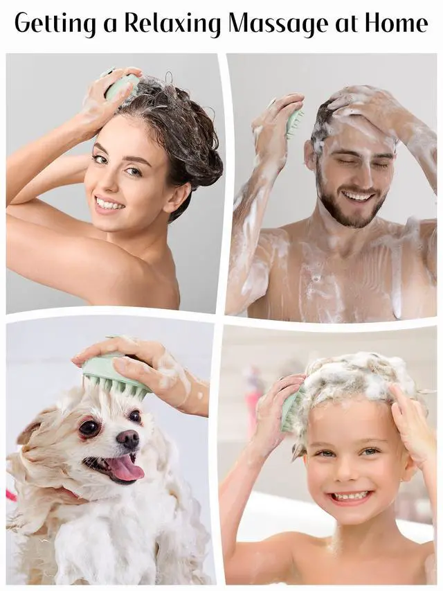 Alt view image 7 of 7 - HEETA Scalp Massager Hair Growth, Soft Silicone Scalp Scrubber Shampoo Brush for Exfoliation, Dandruff Removal & Head Massage Stress Relax, Wet & Dry Use for Thick, Thin Hair Care, Wheat Straw Green