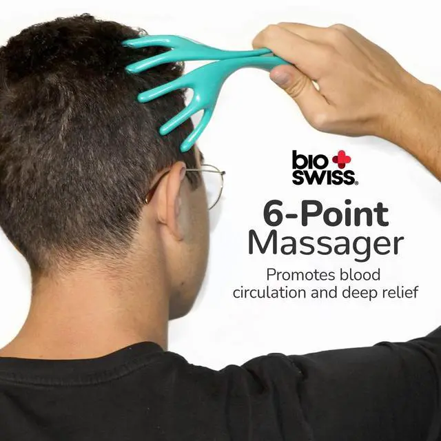 Alt view image 3 of 7 - BioSwiss Head Massager, Handheld Scalp and Temple Tingler and Scratcher, Relaxing Hair and Head Stimulation Tool