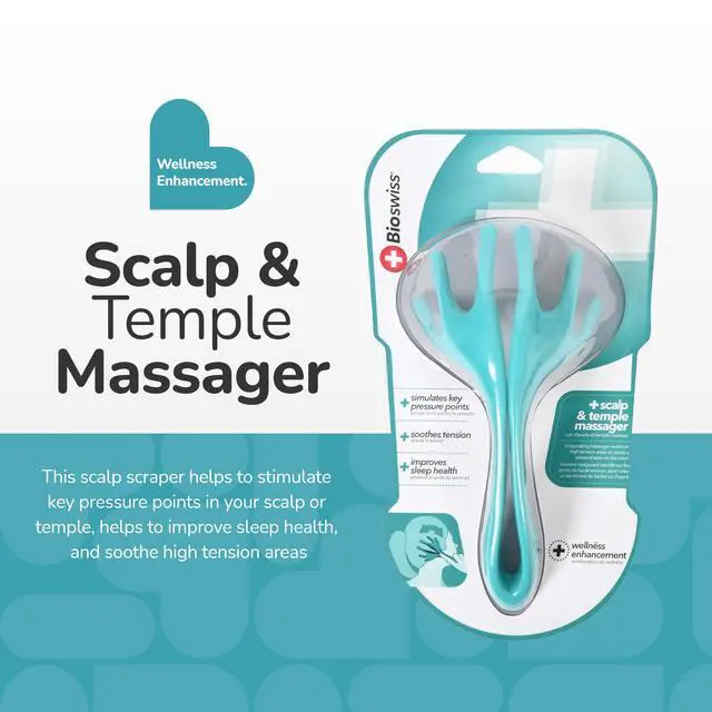 Alt view image 2 of 7 - BioSwiss Head Massager, Handheld Scalp and Temple Tingler and Scratcher, Relaxing Hair and Head Stimulation Tool
