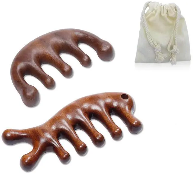 Main image of 2 Pack Carelax Wooden Wide Tooth Comb, Head Massage Tool for Scalp Meridians