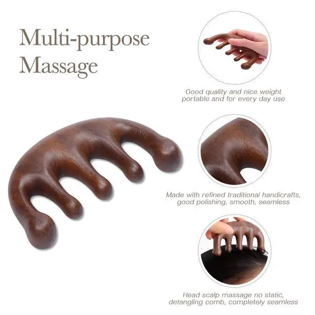 Alt view image 2 of 6 - 2 Pack Carelax Wooden Wide Tooth Comb, Head Massage Tool for Scalp Meridians