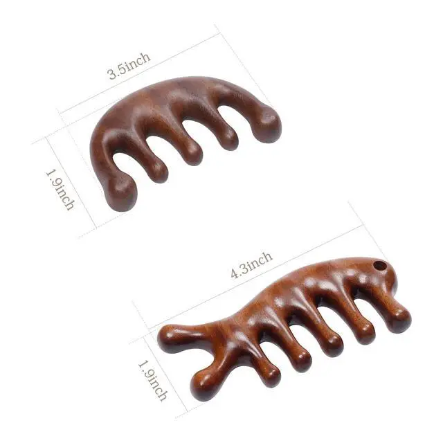 Alt view image 5 of 6 - 2 Pack Carelax Wooden Wide Tooth Comb, Head Massage Tool for Scalp Meridians