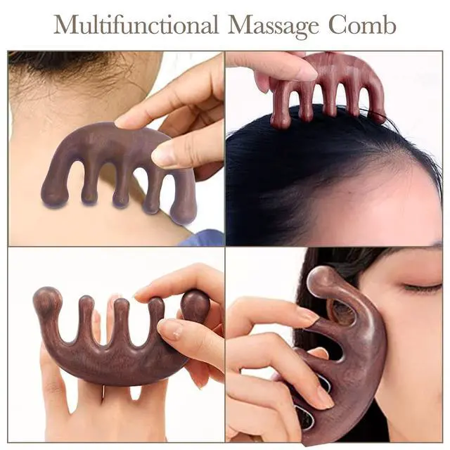 Alt view image 3 of 6 - 2 Pack Carelax Wooden Wide Tooth Comb, Head Massage Tool for Scalp Meridians