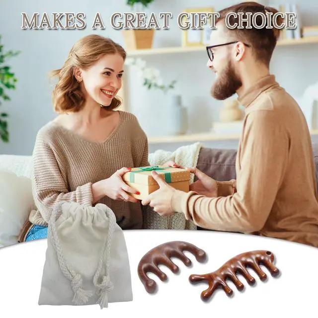 Alt view image 4 of 6 - 2 Pack Carelax Wooden Wide Tooth Comb, Head Massage Tool for Scalp Meridians