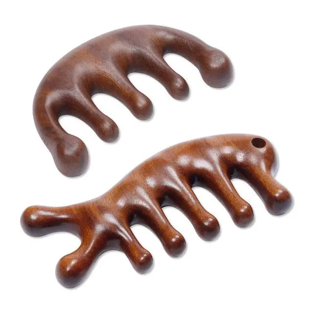 Alt view image 6 of 6 - 2 Pack Carelax Wooden Wide Tooth Comb, Head Massage Tool for Scalp Meridians