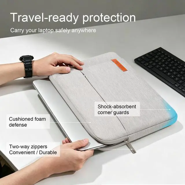 Alt view image 6 of 7 - Lacdo 13 inch Laptop Sleeve Case for 13 inch MacBook Air M5 A3449 (2026), M4 A3240 2025, M3 A3113, M2 A2681, M1 A2337 | 13" MacBook Neo A18 Pro A3404 (2026) | iPad Air/Pro 13 M5 Computer Bag, Gray