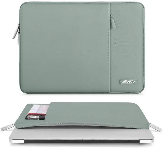 Alt view image 3 of 6 - Laptop Case 14 inch, 14 inch Laptop Sleeve Compatible with HP Lenovo Dell ASUS Acer, HP Stream, Dell Latitude, Lenovo IdeaPad, Polyester Vertical Computer Sleeve Bag with Pocket, Antique Green