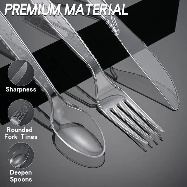Alt view image 3 of 7 - 100-Pack Clear Plastic Spoons Disposable BPA-Free Heat Resistant Utensils for Catering & Events -Spoons Heavy Duty Bulk,plastic disposable for Party Supplies