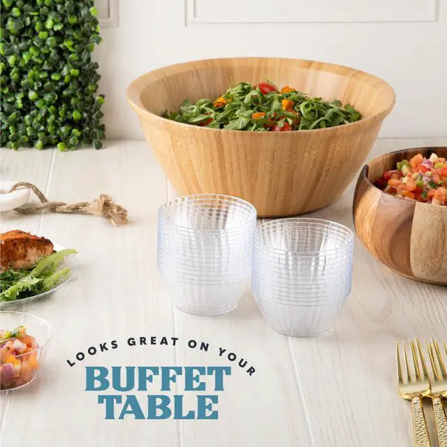 Alt view image 2 of 7 - PLASTICPRO 50 Pack Small Plastic Bowls Crystal Like 6 oz Bowls Elegant Clear Plastic Bowls for Party and Occasions