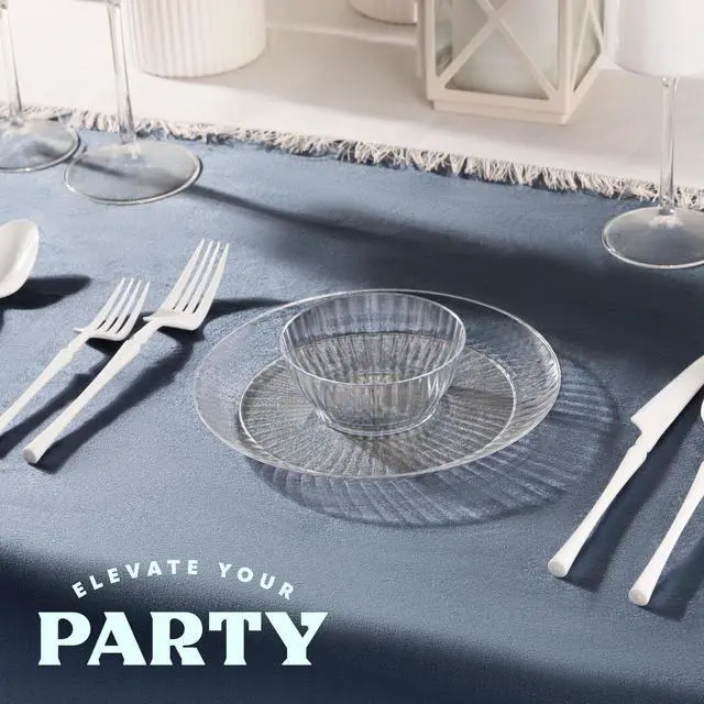 Alt view image 3 of 7 - PLASTICPRO 50 Pack Small Plastic Bowls Crystal Like 6 oz Bowls Elegant Clear Plastic Bowls for Party and Occasions