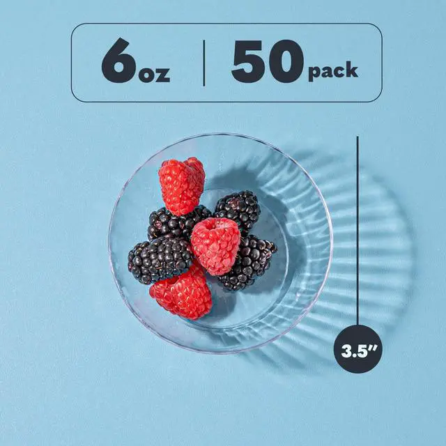 Alt view image 5 of 7 - PLASTICPRO 50 Pack Small Plastic Bowls Crystal Like 6 oz Bowls Elegant Clear Plastic Bowls for Party and Occasions