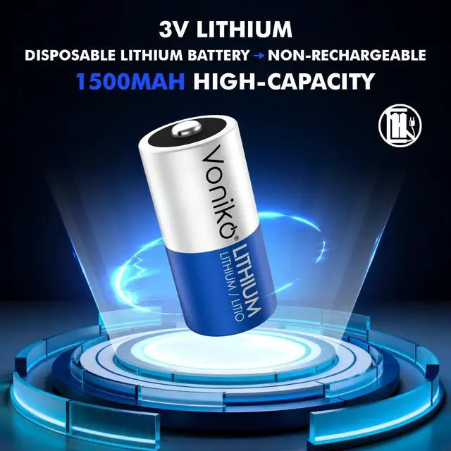 Alt view image 2 of 7 - CR123A 3V Lithium Battery (6 Pack), High Capacity 123 Batteries, 3 Volt CR17345 for Smoke Alarm, Flashlight, Home Automation