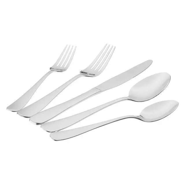 Alt view image 3 of 5 - Silverware Set, Stainless Steel Flatware, Dishwasher Safe, Service for 4, 20-Piece Forks and Spoons, Round Edge, Everyday Use