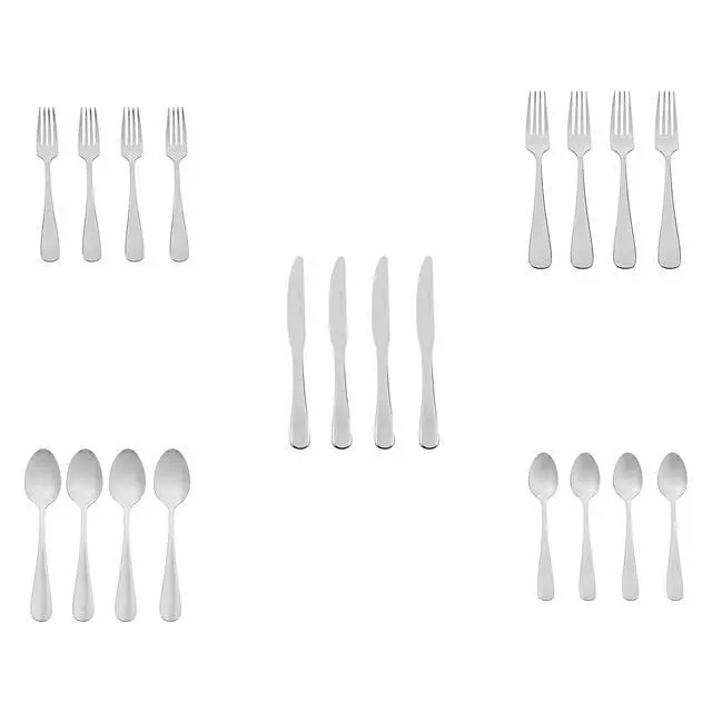 Alt view image 5 of 5 - Silverware Set, Stainless Steel Flatware, Dishwasher Safe, Service for 4, 20-Piece Forks and Spoons, Round Edge, Everyday Use