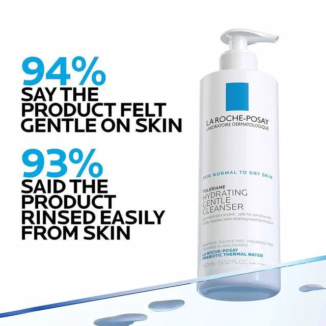 Alt view image 4 of 7 - La Roche-Posay Toleriane Hydrating Gentle Facial Cleanser, Daily Face Wash with Ceramide and Niacinamide for Normal to Dry Sensitive Skin, Oil-Free, Fragrance Free