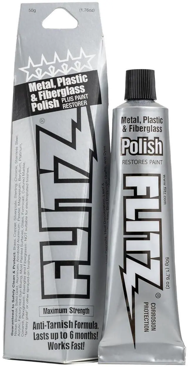 Main image of Metal Polish Paste - 1.76oz USA-Made Silver Polish for Solid Chrome, Stainless Steel, & Aluminum - Non-Abrasive for Light Oxidation - Requires Manual Buffing - Not for Plated/Coated Surfaces (1 Pack)