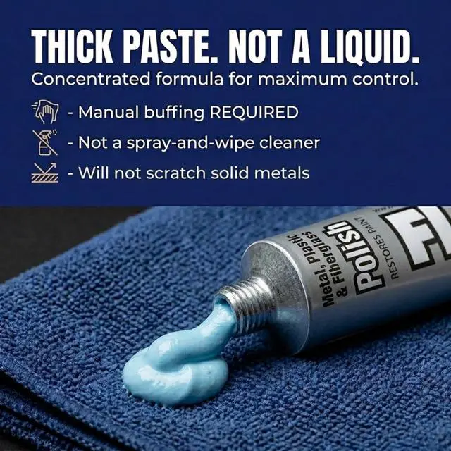 Alt view image 3 of 7 - Metal Polish Paste - 1.76oz USA-Made Silver Polish for Solid Chrome, Stainless Steel, & Aluminum - Non-Abrasive for Light Oxidation - Requires Manual Buffing - Not for Plated/Coated Surfaces (1 Pack)