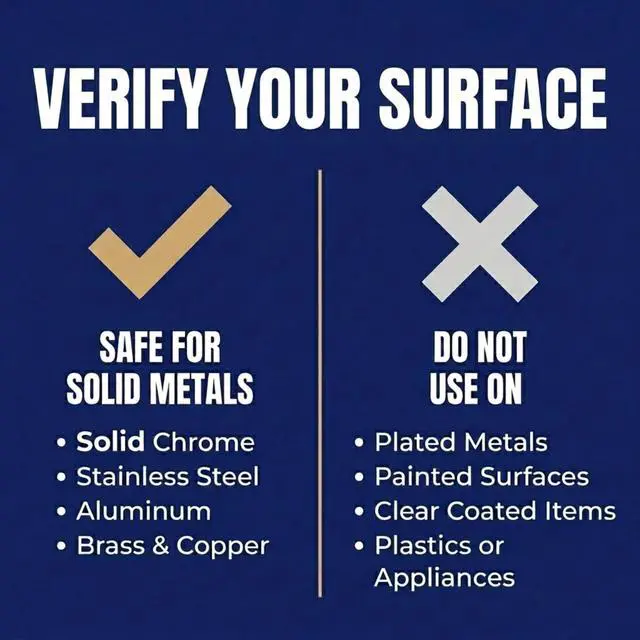 Alt view image 4 of 7 - Metal Polish Paste - 1.76oz USA-Made Silver Polish for Solid Chrome, Stainless Steel, & Aluminum - Non-Abrasive for Light Oxidation - Requires Manual Buffing - Not for Plated/Coated Surfaces (1 Pack)