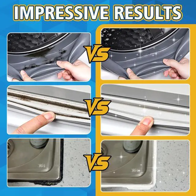 Alt view image 2 of 7 - Mold Stain Cleaner Gel, 8 Fl Oz Washing Machine Cleaner with Brush, Mold Cleaner Gel for Front Loader Washing Machine Seal, Bathroom Grout, Kitchen Sink, Shower, Refrigerator Strip