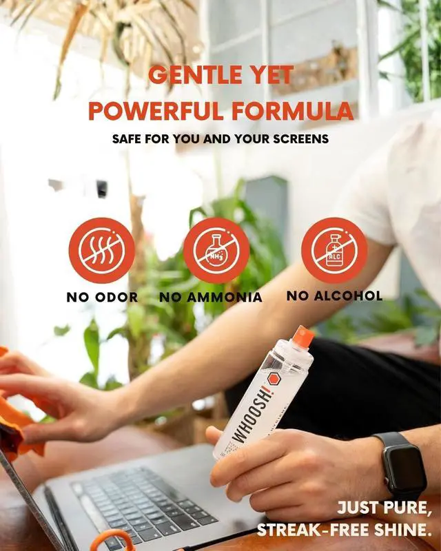 Alt view image 4 of 7 - WHOOSH! Screen Shine Go - 1 fl oz Refillable Screen Cleaner Kit with Microfiber Cloth for MacBook, Phone, iPad & Eyeglasses - Powerful Streak-Free Cleaning - Pocket-Sized, TSA-Approved for Travel