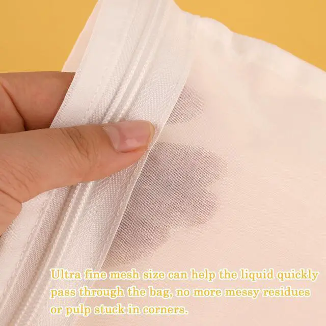 Alt view image 3 of 7 - WMKGG Ultra Fine Mesh Strainer Bags,Cheese Cloth Bag for Straining, with Stainless Steel Handle Frame for Juices,Nut Milk,Fresh Cheese,Yogurt (Small Size)(4.95"Wx9.6"D)