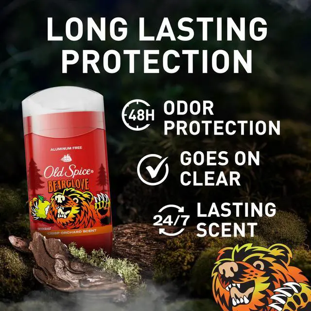 Alt view image 2 of 7 - Old Spice Aluminum Free Deodorant for Men, 24/7 Odor Protection, 24/7 Freshness & Lasting Scent, Goes on Clear, Bearglove with Crisp Orchard Scent, 3.0 oz