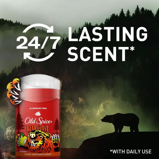 Alt view image 4 of 7 - Old Spice Aluminum Free Deodorant for Men, 24/7 Odor Protection, 24/7 Freshness & Lasting Scent, Goes on Clear, Bearglove with Crisp Orchard Scent, 3.0 oz