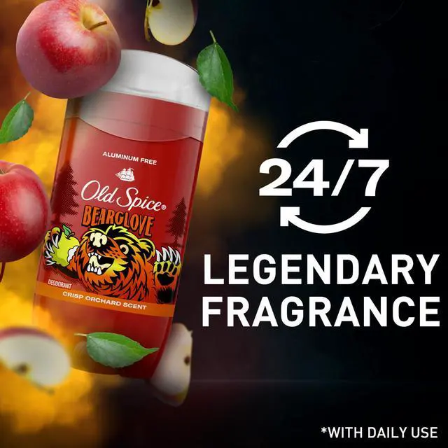 Alt view image 6 of 7 - Old Spice Aluminum Free Deodorant for Men, 24/7 Odor Protection, 24/7 Freshness & Lasting Scent, Goes on Clear, Bearglove with Crisp Orchard Scent, 3.0 oz