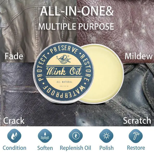 Alt view image 3 of 7 - Mink Oil for Leather Boots, Leather Conditioner and Cleaner 3.52oz-Waterproof Soften and Restore Shoes,Saddles,Jackets,Purses,Gloves and Vinyl