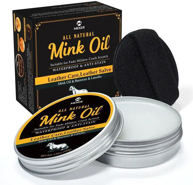 Main image of MEKER Mink Oil for Leather Boots, Leather Conditioner and Cleaner 3.52 oz-All-Natural Waterproof Soften and Restore Shoes