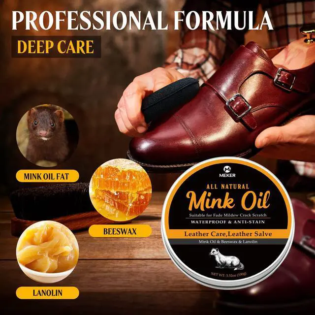 Alt view image 2 of 7 - MEKER Mink Oil for Leather Boots, Leather Conditioner and Cleaner 3.52 oz-All-Natural Waterproof Soften and Restore Shoes