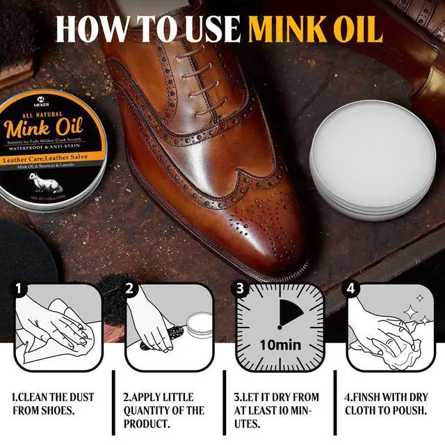 Alt view image 6 of 7 - MEKER Mink Oil for Leather Boots, Leather Conditioner and Cleaner 3.52 oz-All-Natural Waterproof Soften and Restore Shoes