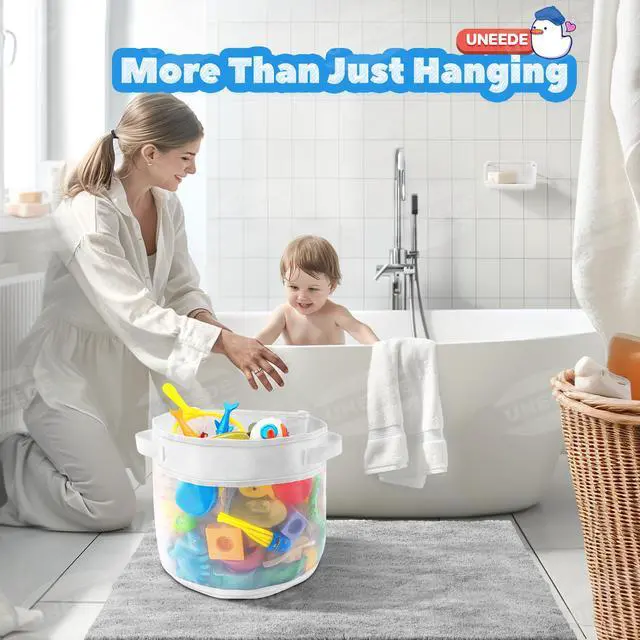 Alt view image 3 of 7 - UNEEDE Bath Toy Organizer,4 Gallons Bathtub Toy Storage Organizer,Quick Access Bath Toy Holder For Bathtub,Baby Organizer,Quick Dry Baby For Tub,Mesh Shower Caddy
