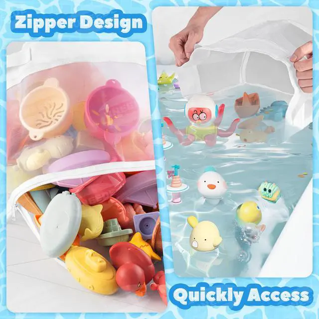 Alt view image 4 of 7 - UNEEDE Bath Toy Organizer,4 Gallons Bathtub Toy Storage Organizer,Quick Access Bath Toy Holder For Bathtub,Baby Organizer,Quick Dry Baby For Tub,Mesh Shower Caddy