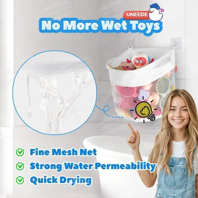 Alt view image 6 of 7 - UNEEDE Bath Toy Organizer,4 Gallons Bathtub Toy Storage Organizer,Quick Access Bath Toy Holder For Bathtub,Baby Organizer,Quick Dry Baby For Tub,Mesh Shower Caddy