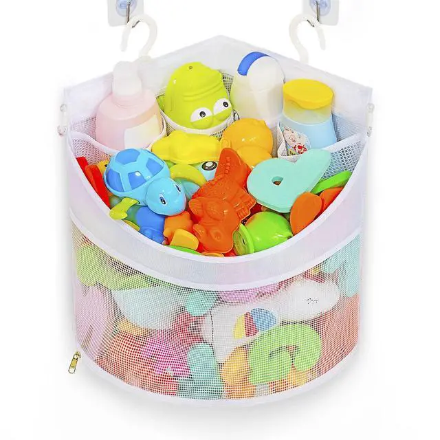Main image of Ligereza Baby Bath Toy Organizer, Quick Drying and Mould Proof, Corner Hang-Suspension Holder, Large Capacity Multi Use Shower Caddy (White)