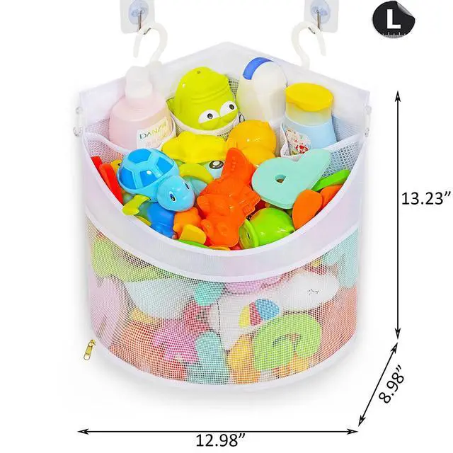 Alt view image 2 of 7 - Ligereza Baby Bath Toy Organizer, Quick Drying and Mould Proof, Corner Hang-Suspension Holder, Large Capacity Multi Use Shower Caddy (White)