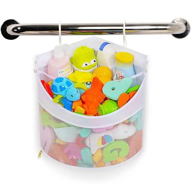 Alt view image 5 of 7 - Ligereza Baby Bath Toy Organizer, Quick Drying and Mould Proof, Corner Hang-Suspension Holder, Large Capacity Multi Use Shower Caddy (White)