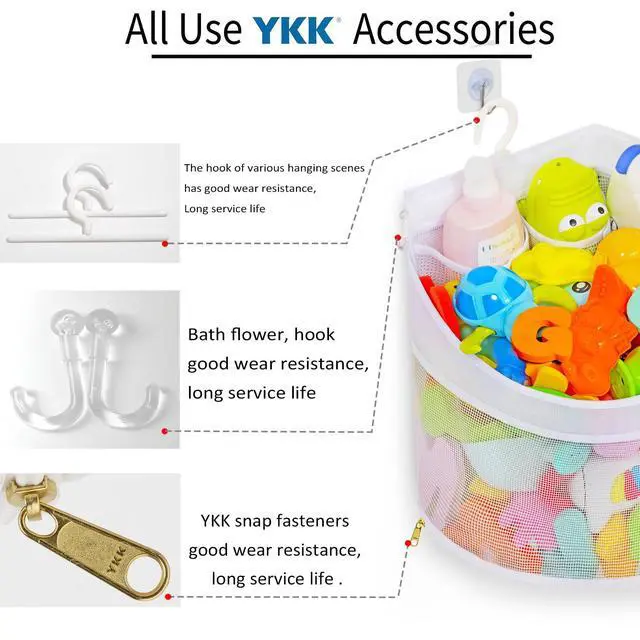 Alt view image 6 of 7 - Ligereza Baby Bath Toy Organizer, Quick Drying and Mould Proof, Corner Hang-Suspension Holder, Large Capacity Multi Use Shower Caddy (White)