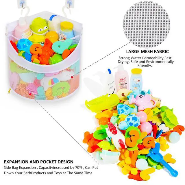 Alt view image 3 of 7 - Ligereza Baby Bath Toy Organizer, Quick Drying and Mould Proof, Corner Hang-Suspension Holder, Large Capacity Multi Use Shower Caddy (White)