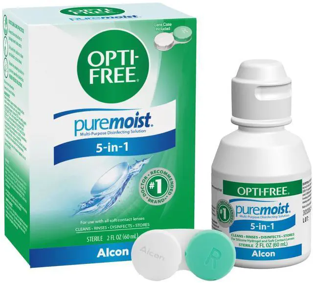 Main image of Opti-Free Puremoist Multi-Purpose Contact Lens Cleaning and Disinfecting Solution with Lens Case, 2 Fl Oz (Pack of 1)