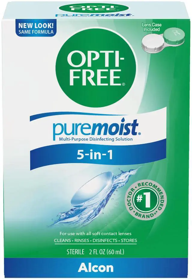 Alt view image 5 of 5 - Opti-Free Puremoist Multi-Purpose Contact Lens Cleaning and Disinfecting Solution with Lens Case, 2 Fl Oz (Pack of 1)
