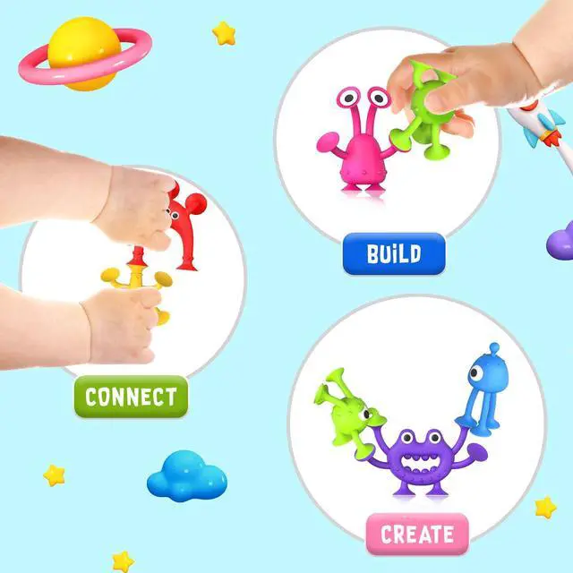 Alt view image 6 of 6 - Baby Bath Toys Suction Toy: No Hole Bath Toy for Baby Toddlers - Kids Mini Sensory Fidget Suction Cup Toys for Boys Girls - Window Building Toy Road Trip Travel Essentials for Kids Gifts (Ages 3+)
