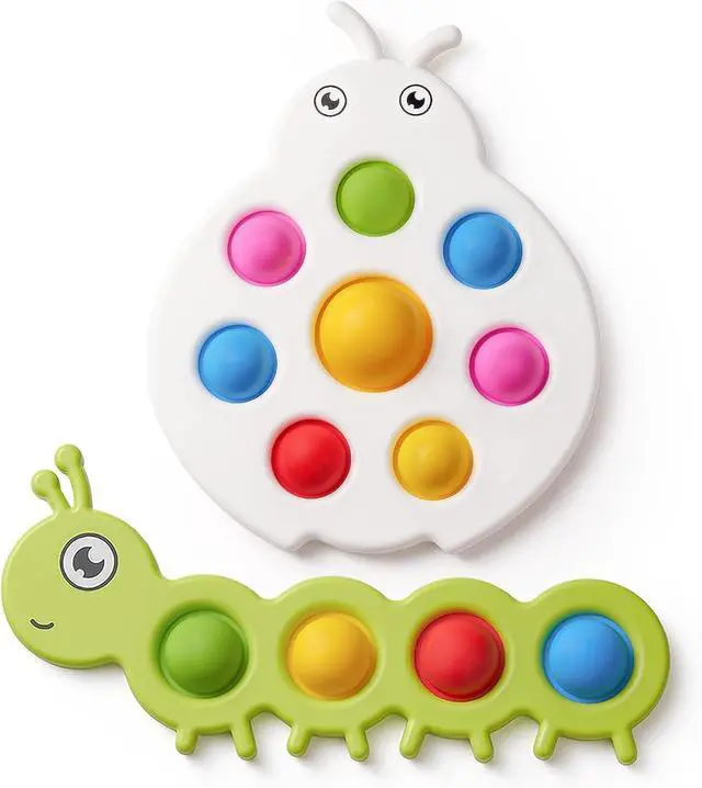 Main image of LiKee Fidget Popper Sensory Baby Toys for 10+ Months, Christmas Stocking Stuffers Push and Popping Busy Board, Montessori Toys for 1+ Years Old, Airplane Car Travel Toy for Toddlers 1-3 Stress Relief