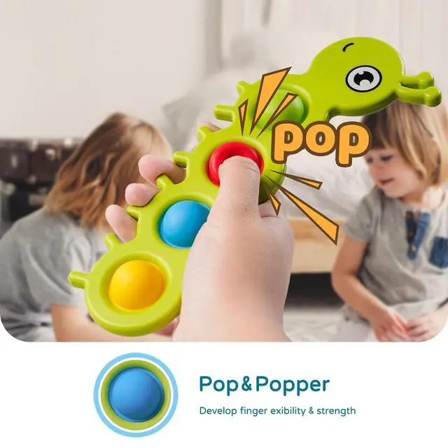 Alt view image 3 of 6 - LiKee Fidget Popper Sensory Baby Toys for 10+ Months, Christmas Stocking Stuffers Push and Popping Busy Board, Montessori Toys for 1+ Years Old, Airplane Car Travel Toy for Toddlers 1-3 Stress Relief