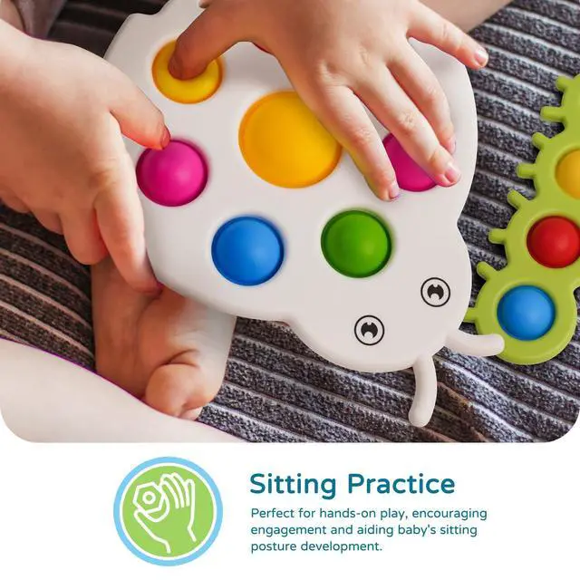 Alt view image 4 of 6 - LiKee Fidget Popper Sensory Baby Toys for 10+ Months, Christmas Stocking Stuffers Push and Popping Busy Board, Montessori Toys for 1+ Years Old, Airplane Car Travel Toy for Toddlers 1-3 Stress Relief