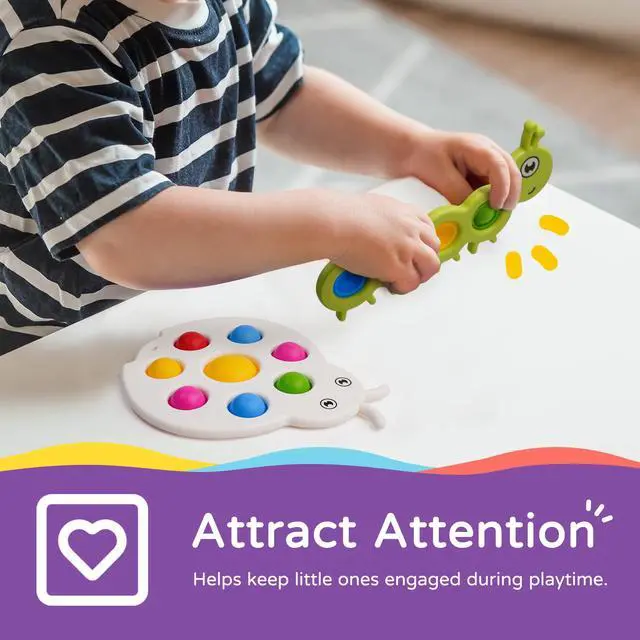 Alt view image 6 of 6 - LiKee Fidget Popper Sensory Baby Toys for 10+ Months, Christmas Stocking Stuffers Push and Popping Busy Board, Montessori Toys for 1+ Years Old, Airplane Car Travel Toy for Toddlers 1-3 Stress Relief