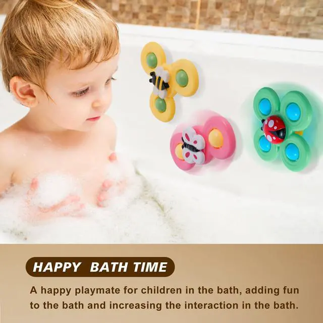 Alt view image 5 of 7 - TGXLAK 3PCS Suction Cup Spinner Toys for Babies, Fidget Spinners Sensory Bath Toys 6 12 18 Months, Airplane Car Travel Essential 1-3 Year Old Boy Girl Birthday Gift for Baby